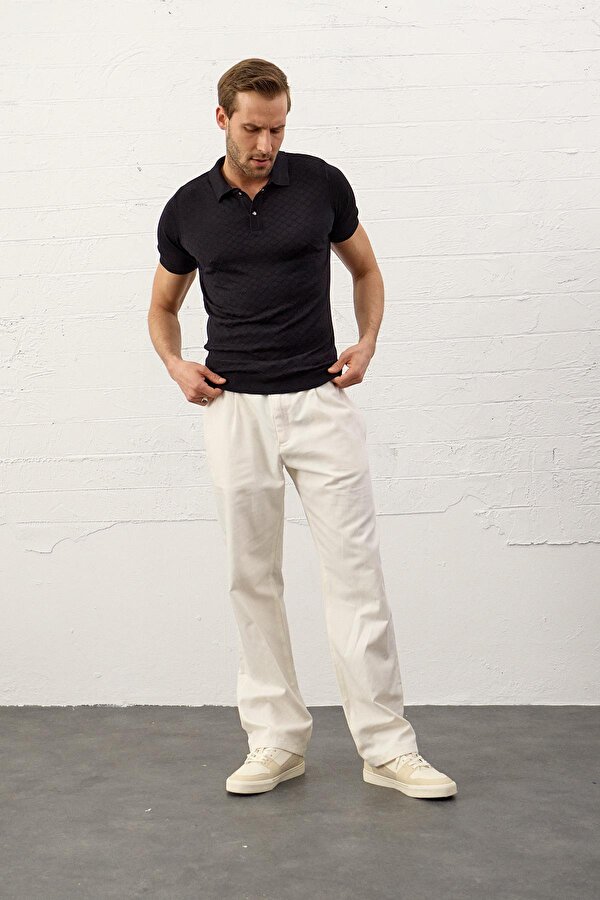 Danger Erkek Yumuşak Dokulu Slim-Fit Polo Yaka İnce Triko T-shirtKoyu Lacivert