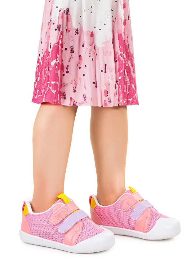 Kiko Kids Textile İlk Adım Cırtlı Kız Bebek Spor Ayakkabı Pembe