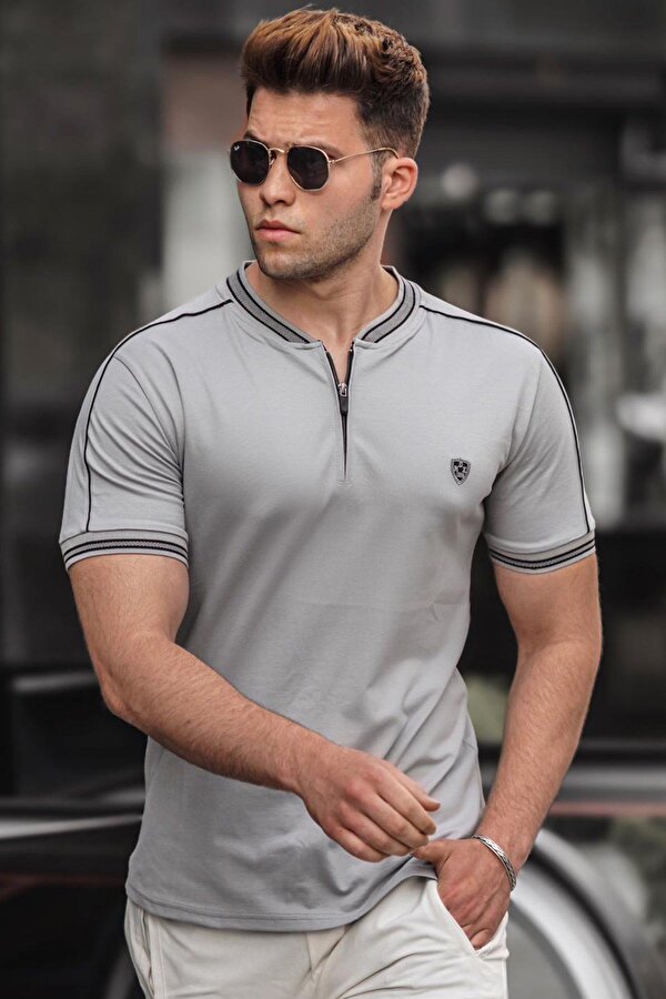 Madmext Gri Polo Yaka Erkek Tişört 9281