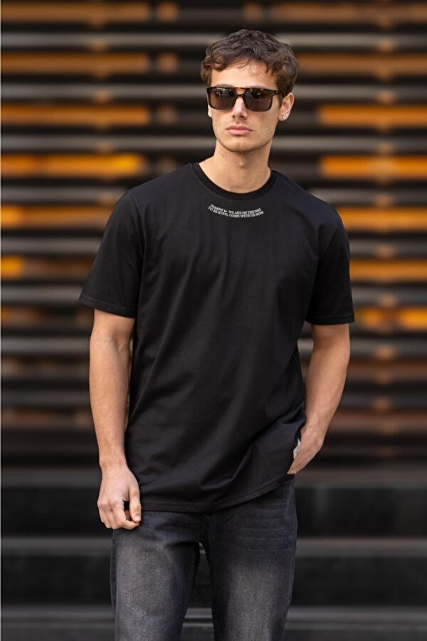 DECAS TEDDY Oversize Bisiklet Yaka Pamuklu Tişört - Siyah