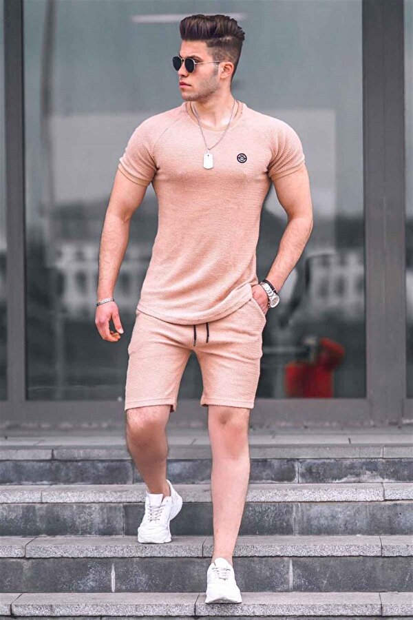 Madmext Basic Camel Erkek Şort Takım 4577