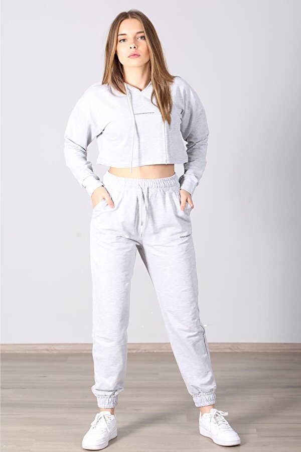 Madmext Mad Girls Gri Kapüşonlu Kadın Eşofman Takımı MG465-1