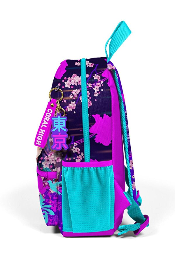 Coral High Minik Yuva Sırt Çantası Mor Pembe Anime Kedi Desenli Iki Bölmeli 23553