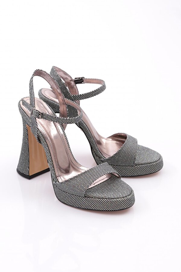 DGN 6003 Kadin Bilekten Bağlama Topuklu Abiye Ayakkabi