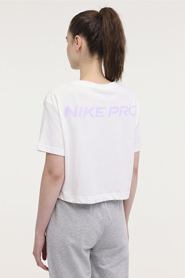 Nike W NK DF PRO SS CRP TEE Beyaz Kadın Kısa Kol T-Shirt