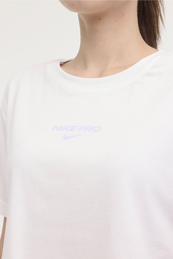Nike W NK DF PRO SS CRP TEE Beyaz Kadın Kısa Kol T-Shirt