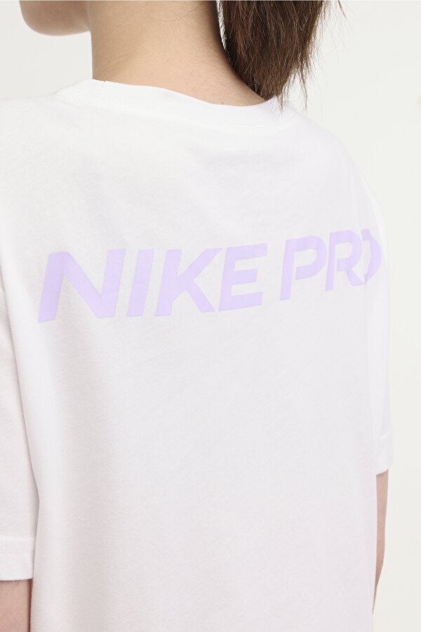 Nike W NK DF PRO SS CRP TEE Beyaz Kadın Kısa Kol T-Shirt