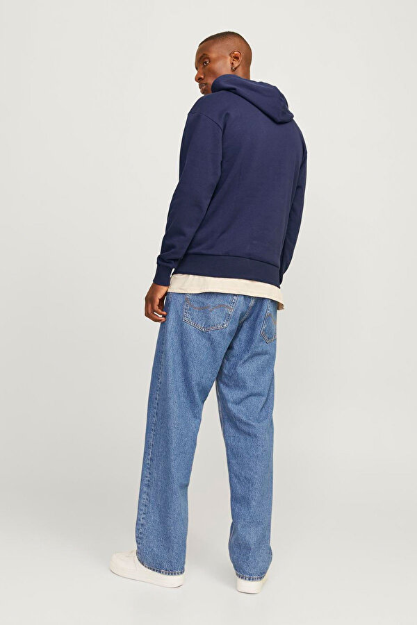 Jack & Jones JJECALEB VARSITY HOODIE Lacivert Erkek Sweatshirt