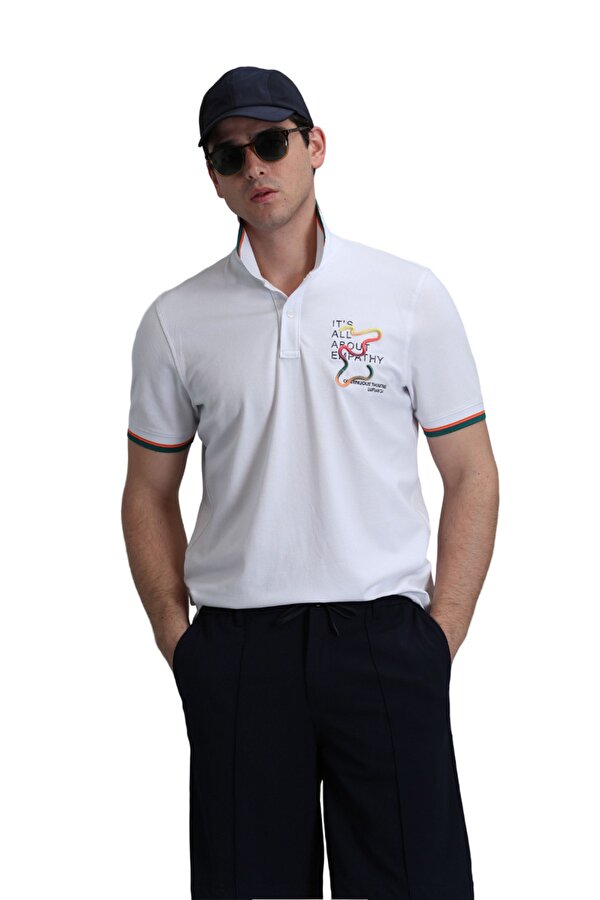 Lufian Polo Yaka Regular Fit Kısa Kollu Beyaz Erkek T-Shirt 111040173