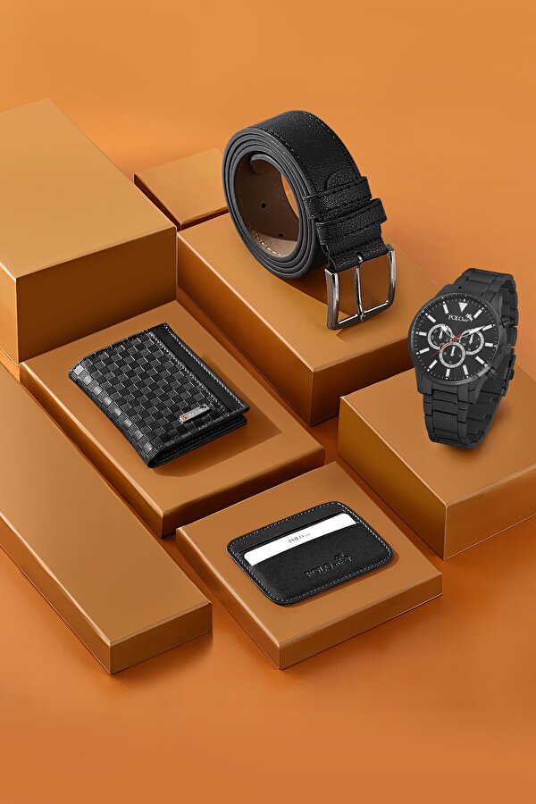 Polo Air Erkek Kol Saati Kemer Cüzdan Kartlık Hediyelik Kutusunda Kombin Taba Renk PL-0791E4