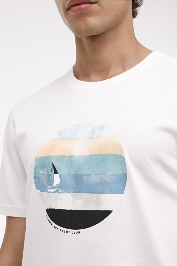 Lumberjack ML STEW 11DS1025 4FX Ekru Erkek Kısa Kol T-Shirt