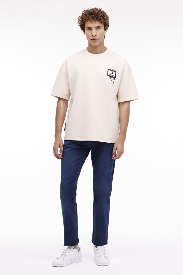 Lumberjack ML DEXT 16-224291 4FX Bej Erkek Kısa Kol T-Shirt