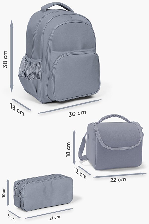 Coral High Kids Lacivert Pembe Kedili Paten Desenli 3'lü Okul Çanta Seti SET0123658