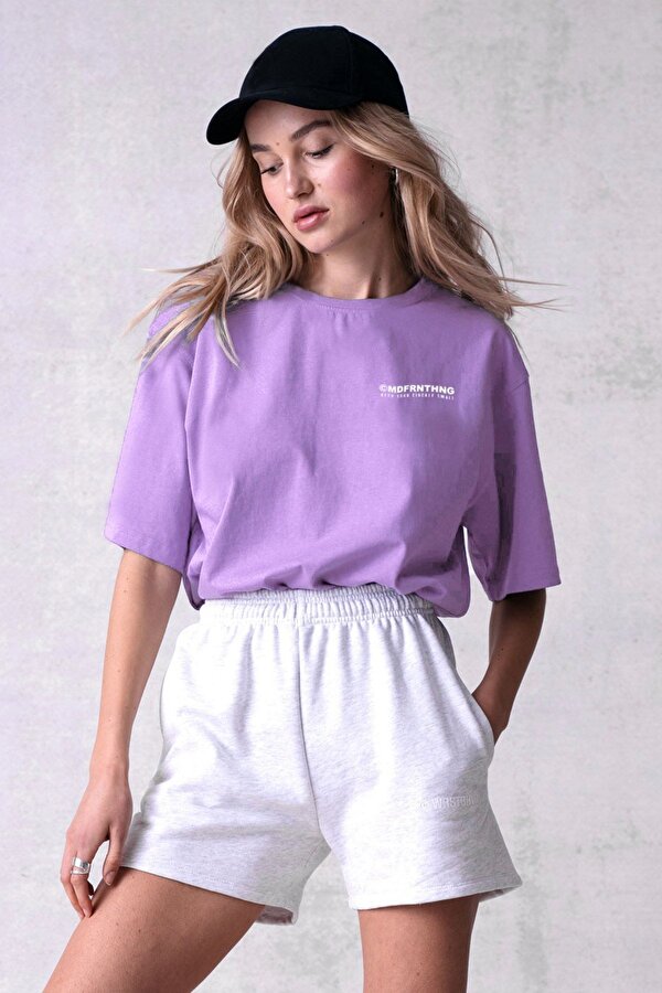 Madmext Mad Girls Lila Baskılı Tişört Mg1197