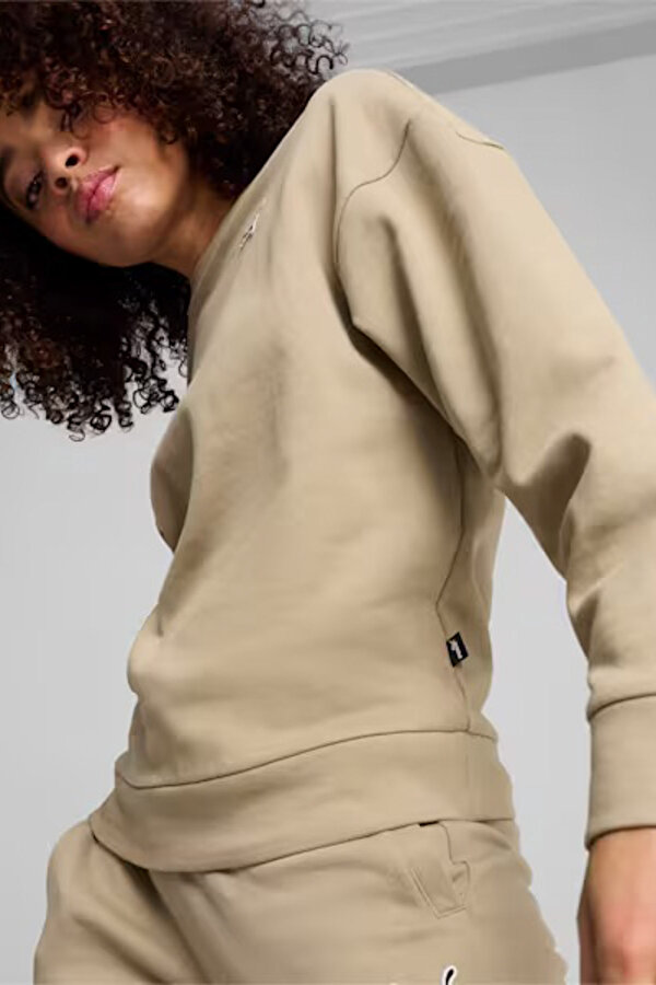 Puma BETTER ESSENTIALS Crew FL Bej Kadın Sweatshirt