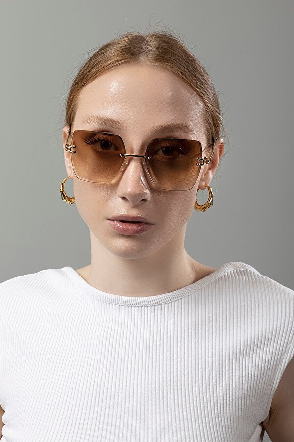 Polo Air Kristal Kare Kadın Güneş Gözlüğü Kahverengi