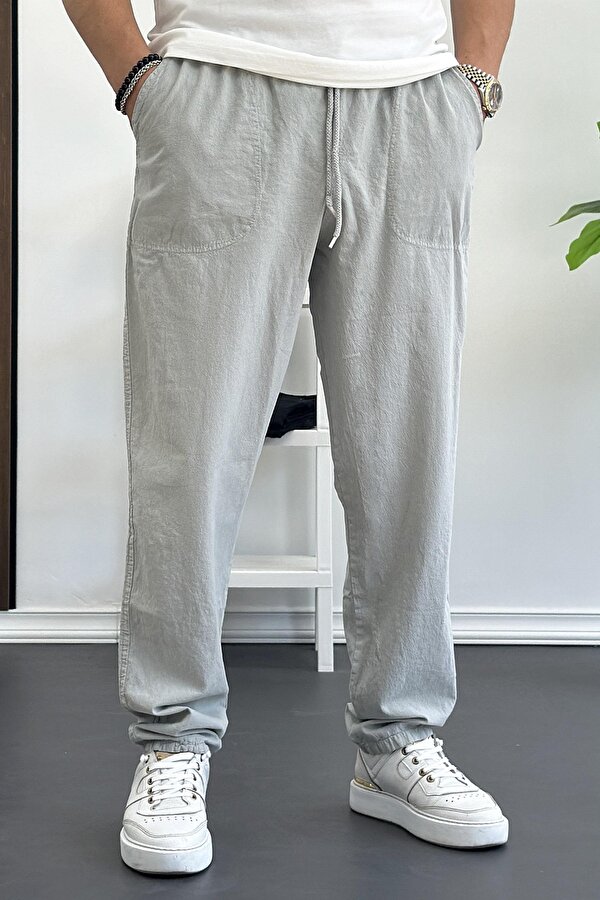 Edwox Erkek Baggy Kalıp Pantolon Gri Edw130