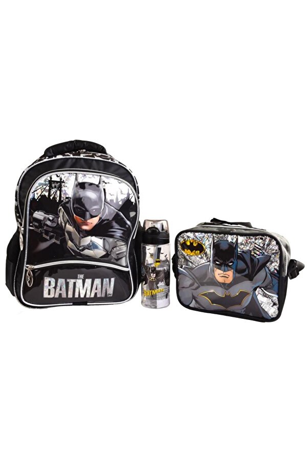 Batman Erkek Çocuk Üç Bölmeli İlkokul Çantası Seti / Ellaboni Üç Bölmeli Okul Çantası Seti