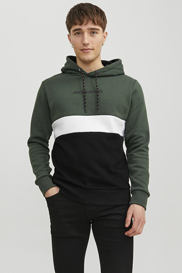 Jack & Jones Erkek Sweat 12233959 Koyu Yeşil-Siyah