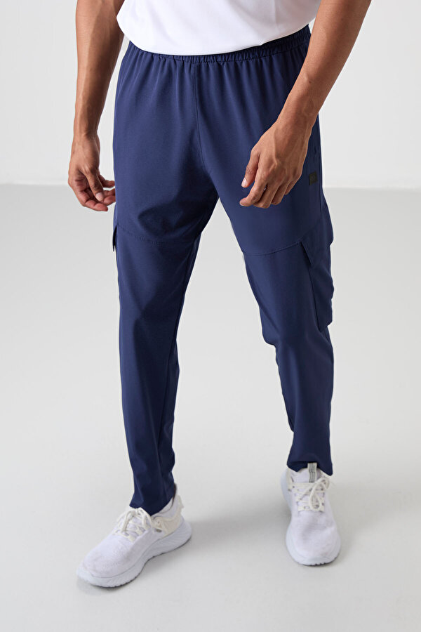 TOMMYLIFE İndigo Polyester İnce Yumuşak Comfort Fit Erkek Eşofman Alt - 82121