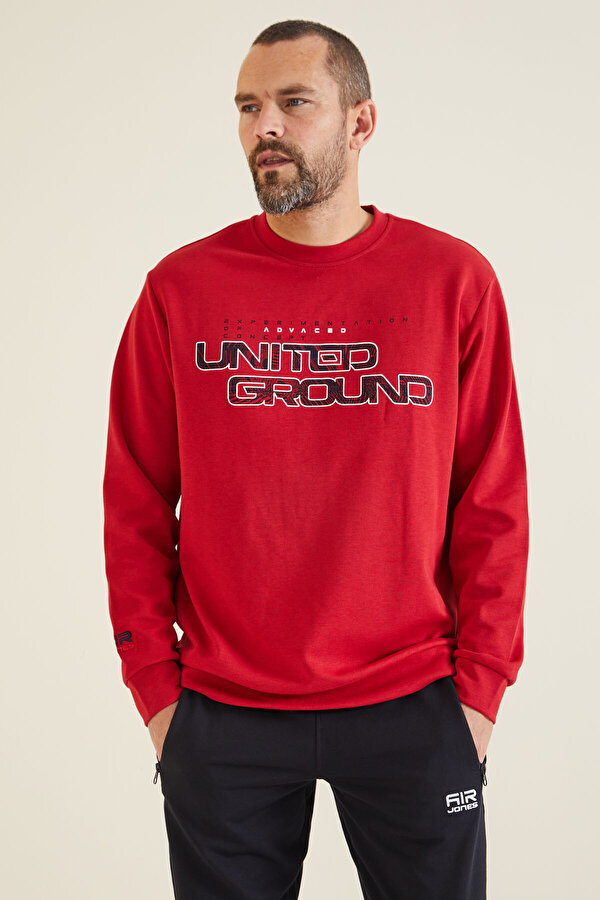 TOMMYLIFE Rufus Kırmızı O Yaka Erkek Sweatshirt - 88127