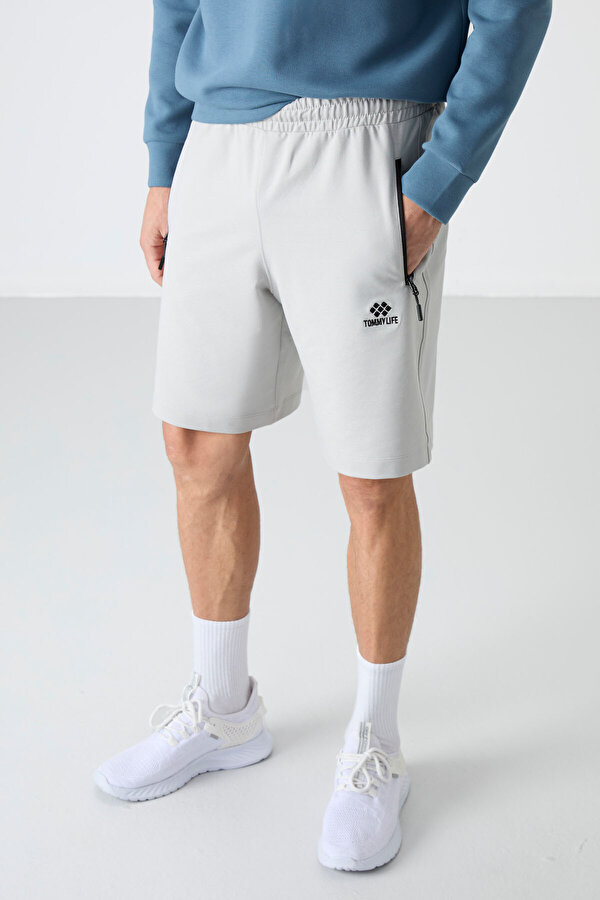 TOMMYLIFE Taş Gizli Fermuar Arka Cepli Bağcıklı Standart Kalıp Erkek Şort - 81136