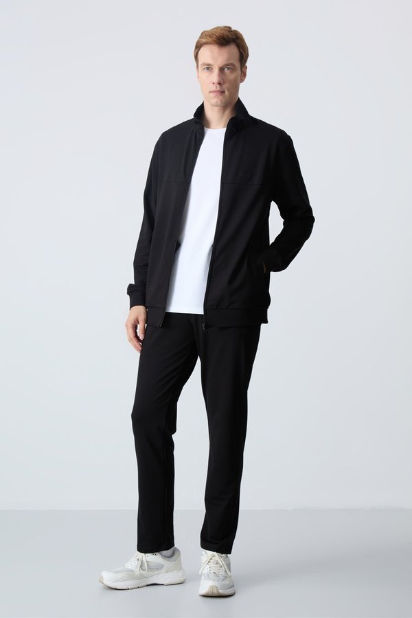Siyah Pamuklu Kalın Yumuşak Dokulu Comfort Fit Basic Erkek Eşofman