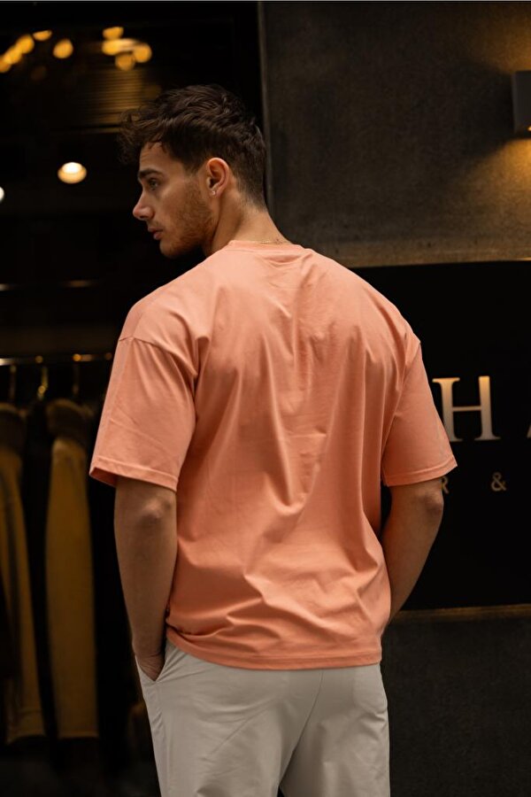 DECAS GRAVEL Oversize Düz Pamuklu T-shirt - Pembe