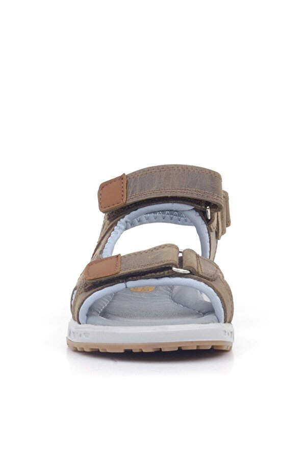 Rakerplus Hakiki Deri Kahverengi Cırt Cırtlı Çocuk Sandalet Ayakkabı