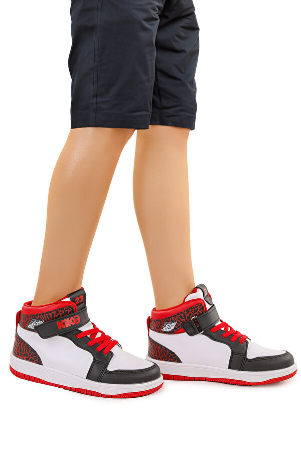 Kiko Kids Palf Cırtlı Günlük Erkek Çocuk Spor Ayakkabı Siyah - Beyaz - Kırmızı