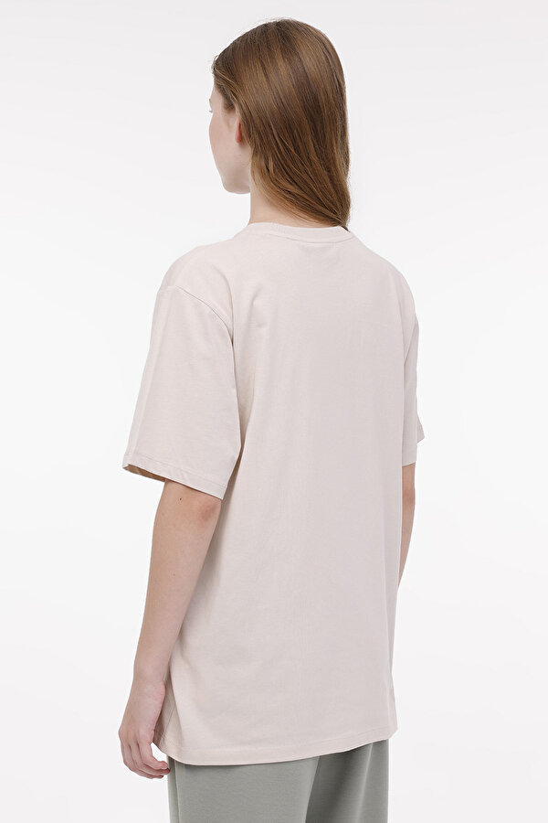 Lumberjack TEE PD BOX LOGO OVERSIZE Bej Kadın Kısa Kol T-Shirt