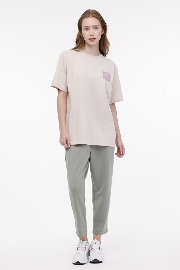 Lumberjack TEE PD BOX LOGO OVERSIZE Bej Kadın Kısa Kol T-Shirt