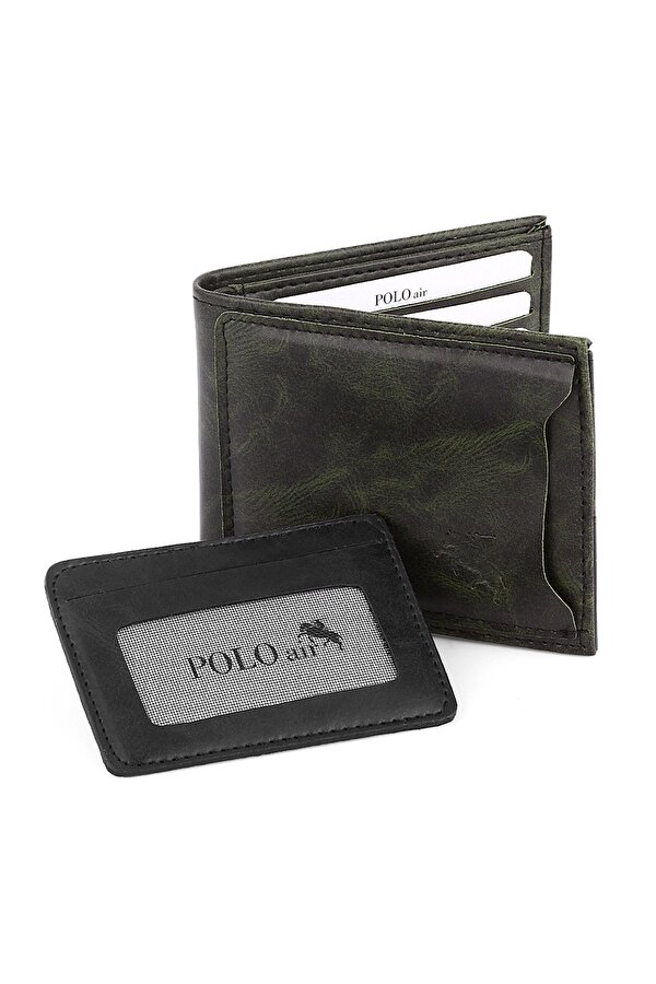 Polo Air Kemer Cüzdan Kartlık Anahtarlık Çakmak Hediyelik Kutusunda Yeşil Set