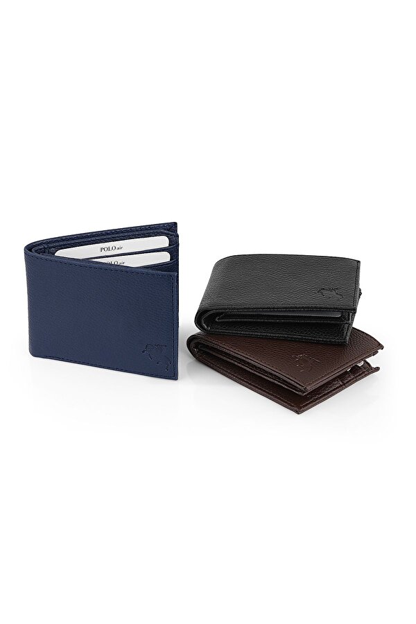 Polo Air Logolu Klasik Erkek Cüzdan Kemer Çakmak Seti Lacivert Kombin  CM-17-L