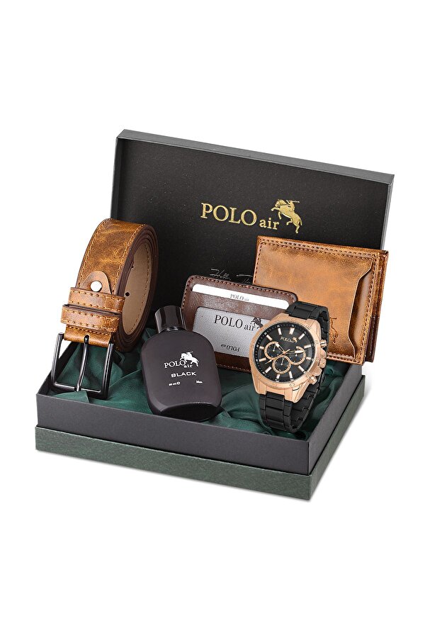 Polo Air Erkek Kol Saati Cüzdan Kemer Kartlık Parfüm  Kombin PL-0841E3