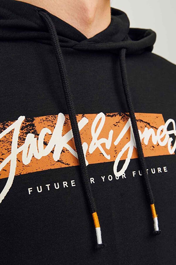 Jack & Jones JJTILEY SWEAT HOOD LN Siyah Erkek Sweatshirt