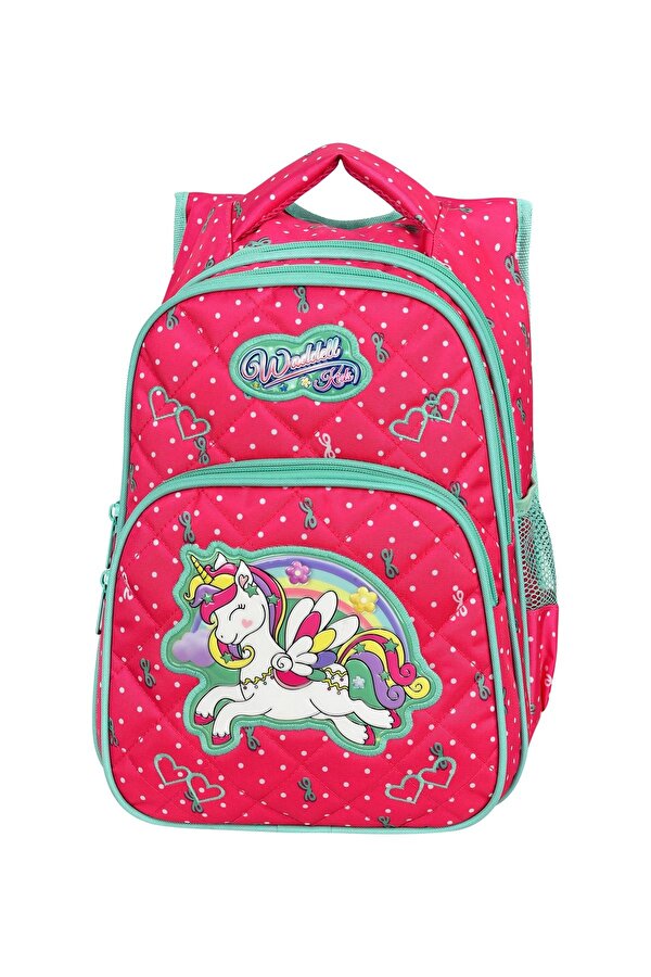 Waddell Fuşya Unicorn Desenli Ilkokul Çantası Beslenme Çantalı 24005
