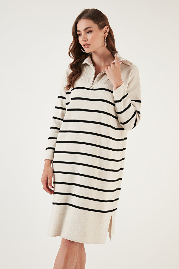 Lela Bayan Elbise 4615183 Açık Taş-Siyah