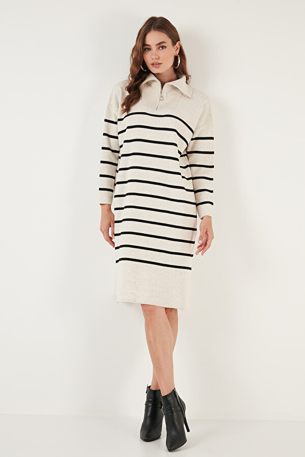 Lela Bayan Elbise 4615183 Açık Taş-Siyah