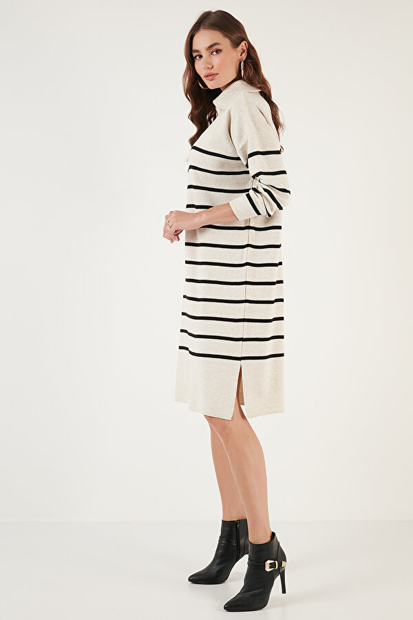 Lela Bayan Elbise 4615183 Açık Taş-Siyah