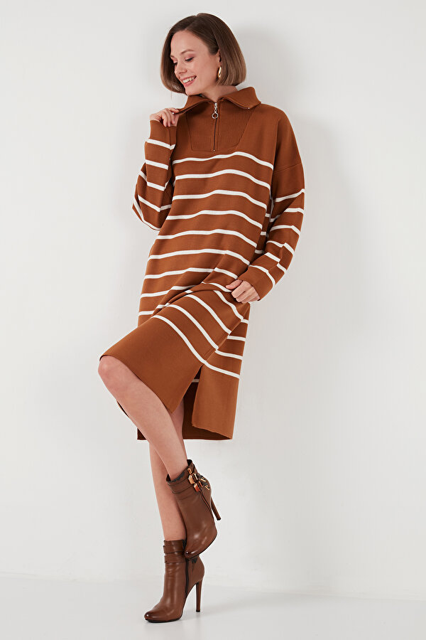 Lela Bayan Elbise 4615183 Toprak-Açık Taş