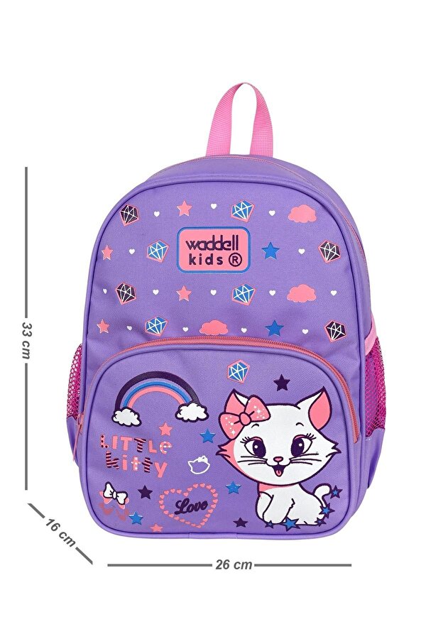 Waddell Lisanslı Lila Kedi Anaokul Kreş Okul Öncesi Çocuk Sırt Çantası