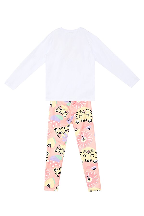 Denokids Süslü Leo Kız Çocuk T-Shirt Tayt Takım