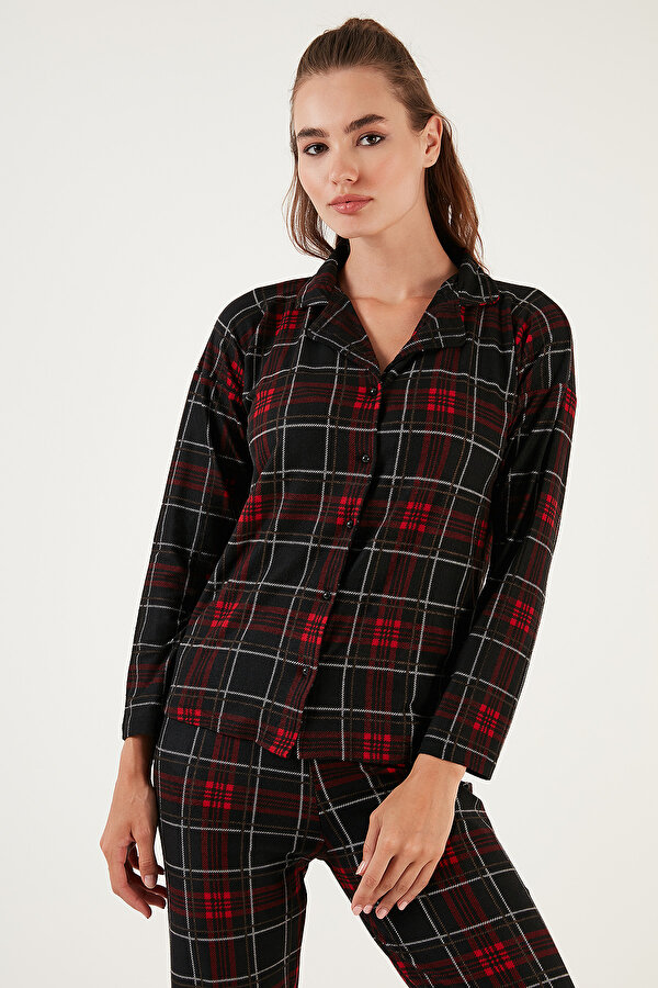 Lela Bayan Pijama Takımı 6095660W4 ANTRASİT-KIRMIZI