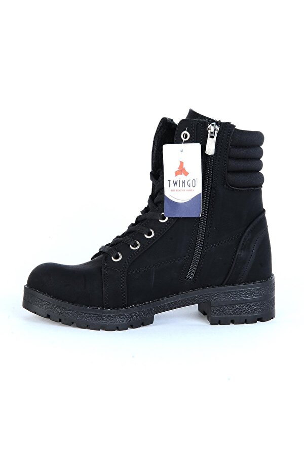 TWİNGO Twingo 285 Siyah Zümrüt Kürklü Kadın Düz Bot