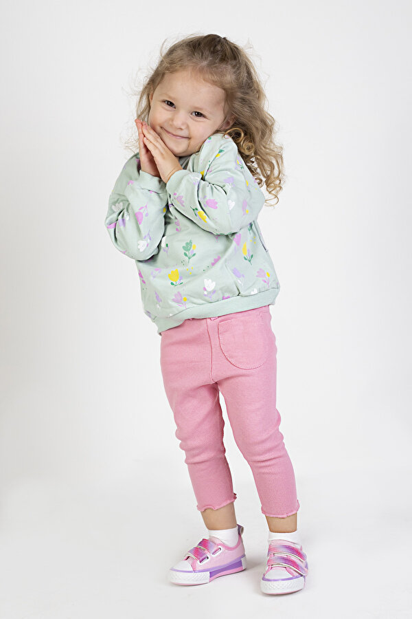 Harika Kids Kız Bebek&Çocuk İki İplik Kumaş Orta Kalınlıkta Örme Basic Eşofman Takımı