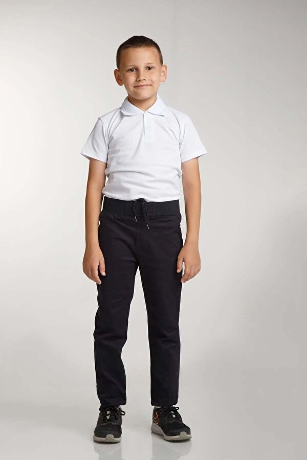 Miniko Kids Ribanalı Bel Canvas Erkek Okul Pantolonu