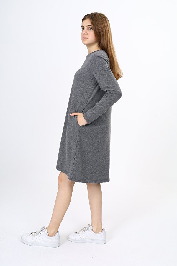 Toontoy Kids Toontoy Kız Çocuk Bisiklet Yaka İki Yani Gizli Cepli Nakışlı Elbise