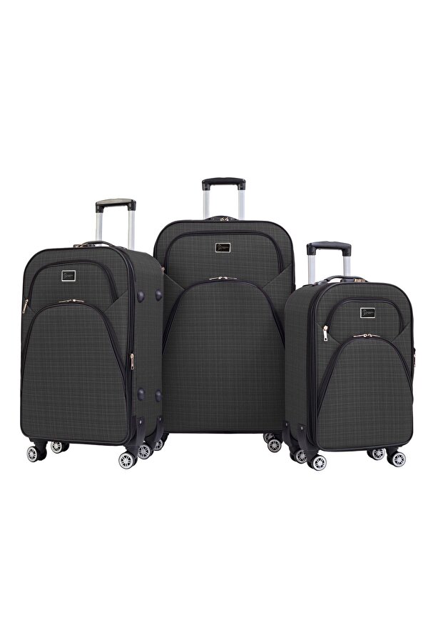 Louisiana Polo 3'lü Valiz Seti 4 Teker Kumaş Valiz Antrasit 1081