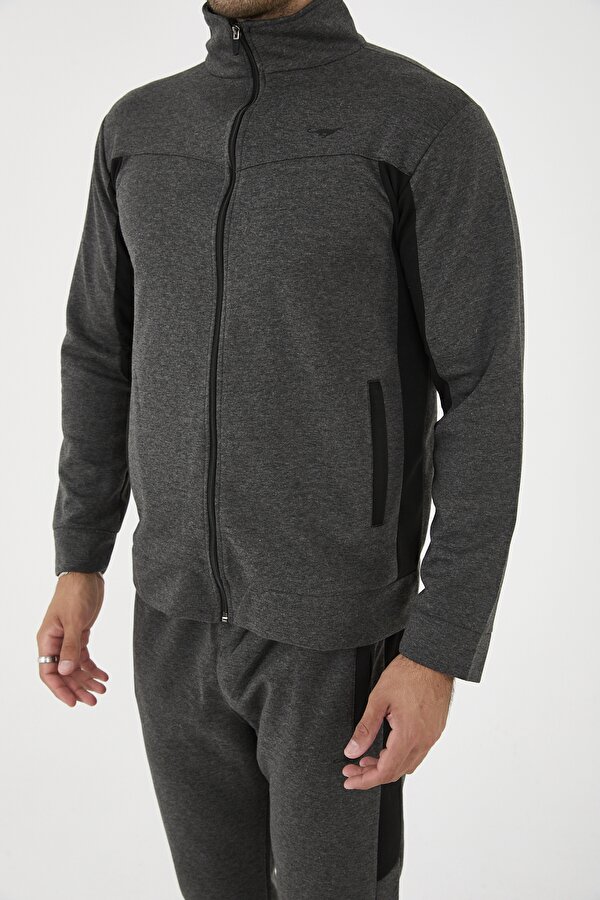 DECAS PEELER Dik Yaka Düz Paça Eşofman Takım - Füme